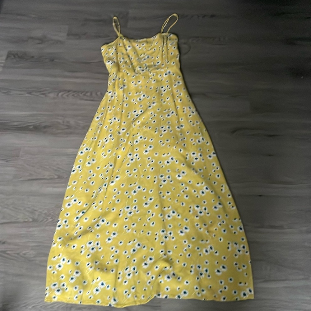 All in Favor yellow floral print maxi dress